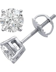 14k White Gold, Round, Diamond Stud Earrings (2.00 cttw F-G Color, SI2 Clarity)