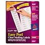 Avery� 5660 Easy Peel Clear Mailing Labels for Laser Printers, 1" x 2 5/8", 30-up, Box of 1500