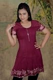 U-neck Saree Borders Embroidery & Sequence Work Cap Sleeve Fantastic Ladies Designer Tops Tunics Kurta Kurti