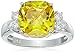 Amazon Collection Platinum-Plated Sterling Silver Yellow Cushion-Cut Cubic Zirconia Ring