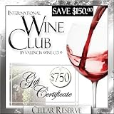 PLATINUM $750 Certificate - International Wine Club (CELLAR RESERVE) 6 Months, Gift Set Basket (2-Bottles per month) by Valencia Wine Co.®