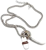 Guess Mens Leather Wrapped Tag And Rings Necklace