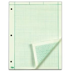 TOPS Engineering Computation Pad, 3-Hole Punched, 8.5 x 11 Inches, 5 Squares per Inch, 200 Sheets, Green, (35502)