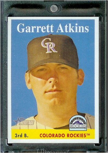 2007 Topps Heritage Baseball Card # 107 Garrett Atkins Colorado Rockies - Mint Condition - In Protective Display Case