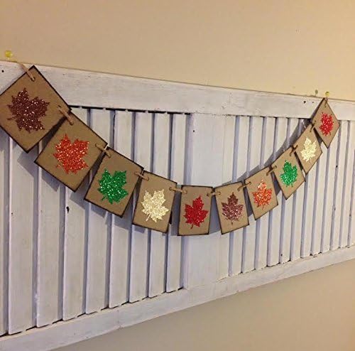 Fall Leaf Banner Autumn Colors Garland Bunting Rustic with Sparkling Leaves
