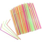 ChefLand Flexible 400 Count Disposable Drinking Straws, Neon