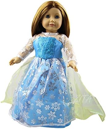 ZITA Doll Clothes -Elsa and Anna Princess Outfit Fits American Girl Doll, My Life Doll, Our Generation and other 18 inch Dolls