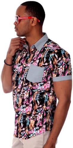 Oxymoron "Cruel Kindness" Printed Shirt with Chambray Collar and Pocket