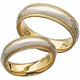 18Kt Yellow Gold Platinum Comfort Fit Ladies Platinum and Gold Wedding Band