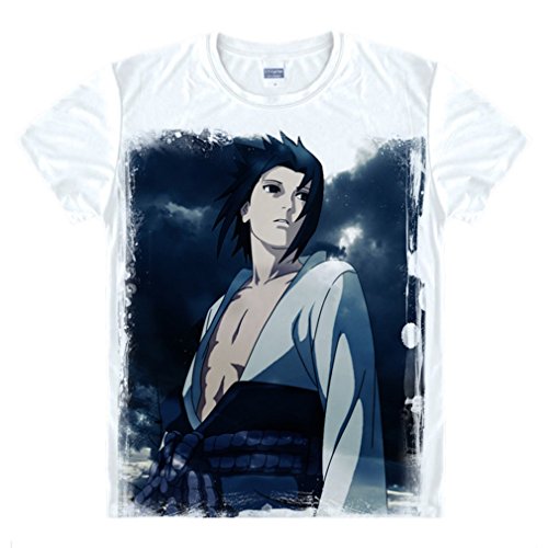 Coolchange Anime Naruto Sasuke Cosplay Summer Loose Crew-Neck Beige T-Shirt 6,US L=Asia XXL