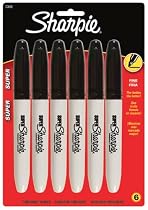 Sanford Permanent Markers, Fine Point, Black, 6 per Pack (33666PP)
