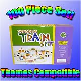 100 Piece Wooden Train Set. Compatible with Thomas the Tank Engine Train and Brio.