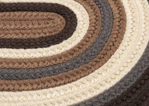 Braided Area Rug 4ft. x 4ft. Round Brownstone Indoor/Outdoor Reversible Carpet