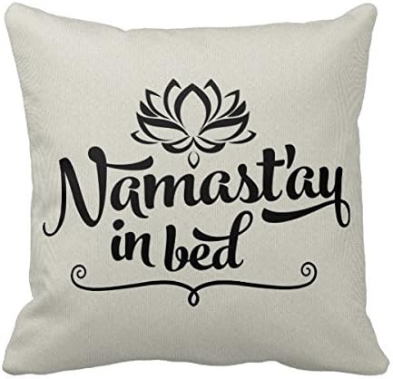 Namastay In Bed Throw Pillow Case Sham Decor Cushion Covers Square 18x18 Inch Beige Cotton Blend Linen By ElkinSaleStore