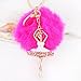 DZT1968® Fur Ball Keychain With Ballet Girl For Handbag Key Ring Car Key (Hot Pink)