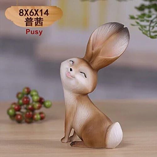 Flii® Resin Crafts of Rabbits Cute Bunny Animal Ornaments Miniatures Fairy Garden Gnome Crafts Bonsai Model Home Decor Home Decoration (Pusy)