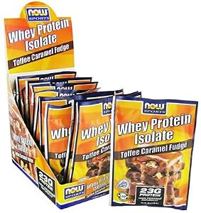 Now Foods Whey Protein Isolate Powder, Toffee Caramel Fudge, 1.13 Pound