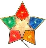 10-Light Multi Stained Glass Star Christmas Tree Topper