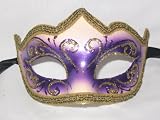Purple Gold Colombina Punta Riga Venetian Masquerade Mask