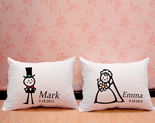 Salala Bride and Bridegroom Personalized Custom Couples Pillow Cases Set of 2