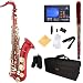 Mendini by Cecilio MTS-RL+92D Red Lacquer B Flat Tenor Saxophone with Tuner, Case, Mouthpiece, 10 Reeds and More
