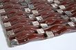 three-D Wave Series BURNT SIENNA Mosaic Glass Tile with Dark Emperador Tumble Marble Stone
