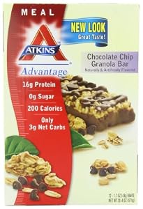 Atkins Advantage Bars, Chocolate Chip Granola, 1.7-Ounce Bars, 12 Count