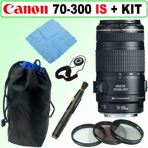 Canon EF 70-300mm f/4-5.6 IS USM Telephoto Zoom Lens + Deluxe Accessory Kit