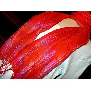 Buy Coral Rayon Scarf with Subtle Dotted Pink and Mauve Stripes and Hints of Gold Lurex, 14  X 64 by Timbuk2