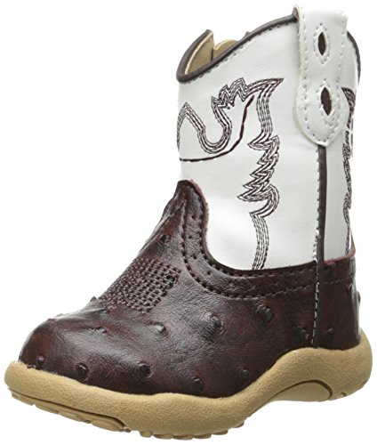 Roper Cowbaby Ostrich Western Boot (Infant/Toddler),Brown/White,3 M US Infant
