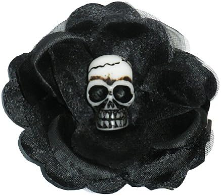 Viva Dulce Marina Skull Rose Hair Clip Black