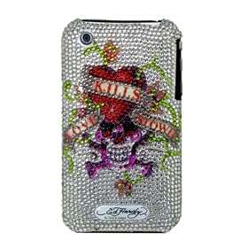 Ed Hardy Love Kills Slowly White Crystal Case for Iphone 3G/s