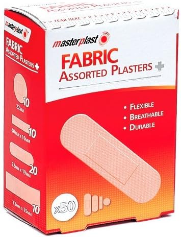 50 pack of assorted sized fabric plasters by Fabric plasters