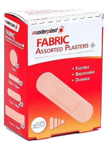50 pack of assorted sized fabric plasters by Fabric plasters