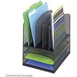 Safco Products 3266BL Onyx Mesh Desktop Organizer with 5 Vertical/3 Horizontal Sections, Black