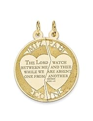 14K Yellow Gold Mizpah Charm Pendant Jewish Jewelry