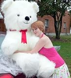 Giant 4 and 1/2-feet-tall Soft White Furry Teddy Bear Weighs 20 Pounds - Perfect Valentines Day Valentine Gift or Any Day Giant Gift of Love - 54-inches Tall - Made in the USA America