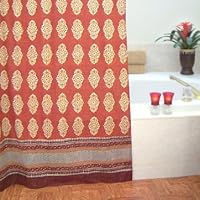 Spice Route ~ Exotic Moroccan Red Orange Fabric Shower Curtain 72x72