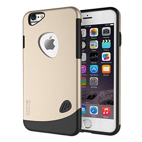 iPhone 6 case, Slicoo® [Lifetime Warranty] Dual-layer TPU Rubber Protective Carrying Cover Case for iPhone 6 (4.7 inch) (Gold)