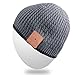 Rotibox Winter Fashional Bluetooth Beanie Hat Music Cap with Wireless Headphones Headsets Earphones Removal Speakers Mic Hands Free for Running Skiing Snowboard Skating Hiking - Gray