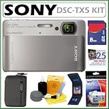 Sony Cyber-shot® DSC-TX5 10.2MP CMOS Digital Camera with 4x Zoom with Optical Steady Shot Image Stabilization and 3.5 inch Touch Screen LCD in Green + 8GB Accessory Kit