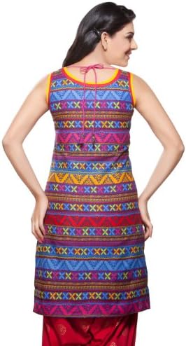 Rangmanch Womens Indian Ethnic Kurta Tunic Multi Print Blue Large