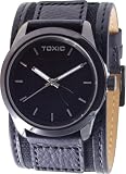 Mens Black Wide Leather Cuff Fashion Watches by Toxic TXL-30040-J-EL