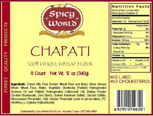 Spicy World Fresh Chappati 8ct by Gourmet Breads
