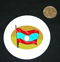 3" button / pin printed with country, international, laos