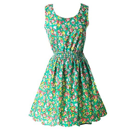 PanDaDa Women's Summer Sleeveless Sundress Beach Floral Tank Mini Dress