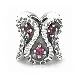 Moress Ruby Red Jeweled Elizabeth Charm, Made with Swarovski Gems - Cubic Zirconia, Sterling Silver European Charm Bead