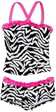 Speedo Girls 2-6x Zebra Tankini With Ruffle 2 Piece Swimsuit