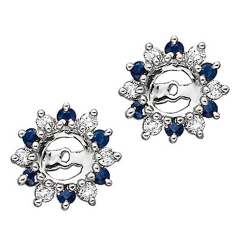 14K White Gold 1/4 ct. Diamond with Alternating 3/8 ct. Sapphire Earring Jackets