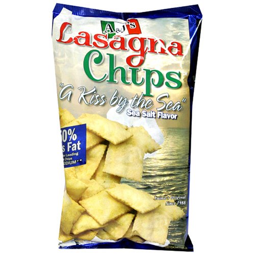 A & J's Lasagna Chips, A Kiss By The Sea Sea Salt Flavor, 5-Ounce Bags (Pack of 6)